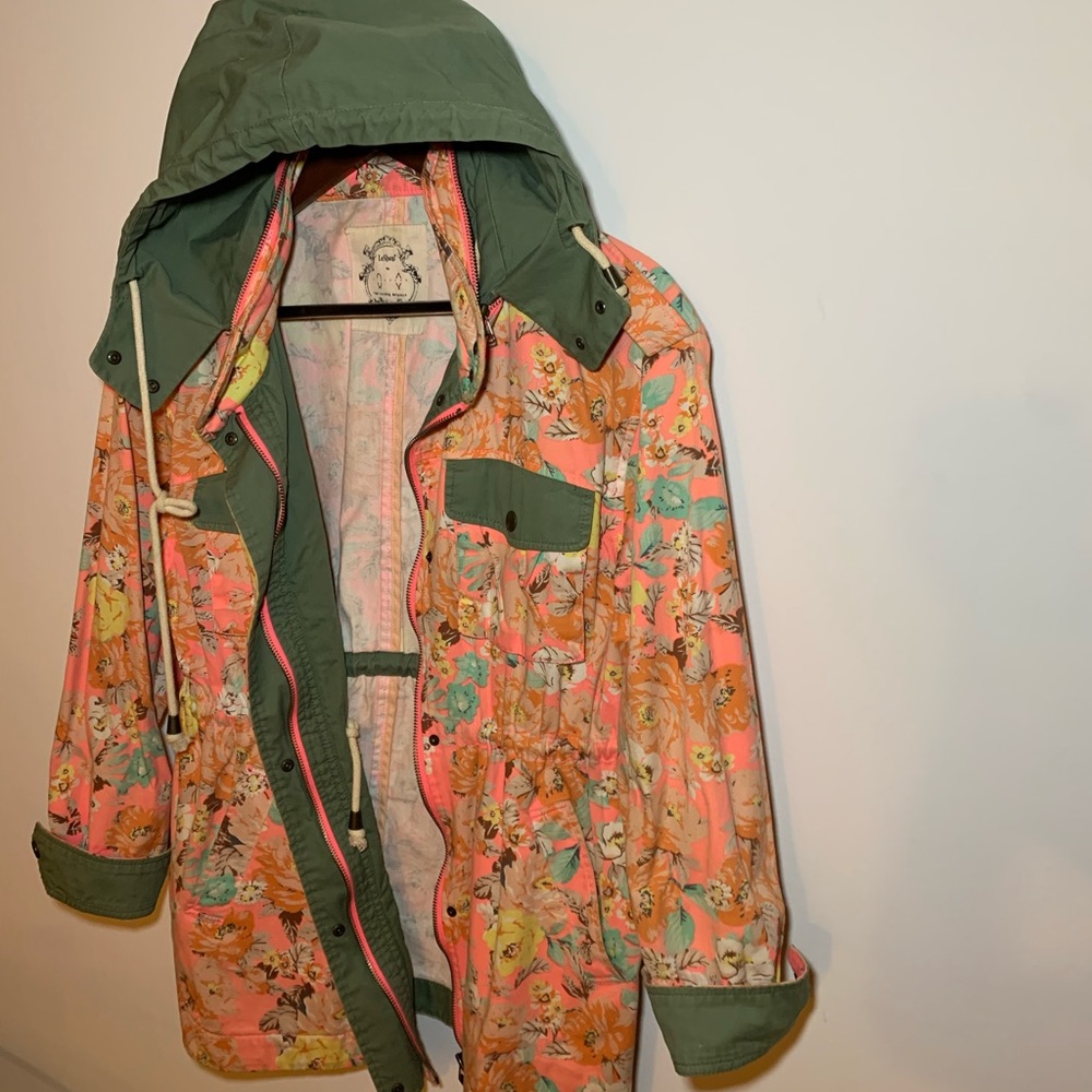 Floral Utility Jacket with Hood